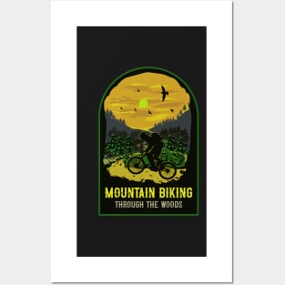 Mountain biking through the woods Posters and Art